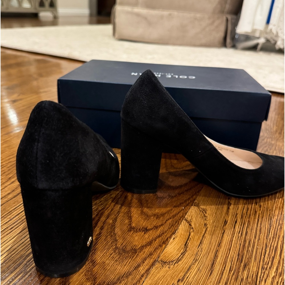 NEW Black Suede Cole Haan Block heels
